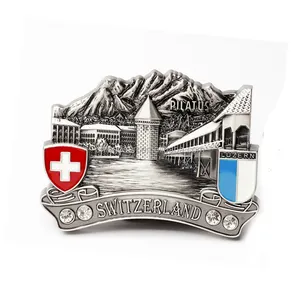 Switzerland Luzern Travel Souvenir Metal Fridge Magnet Anti Silver Swiss Flag Magnets Marker