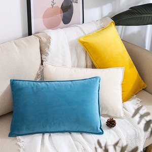 Velvet <b>Throw</b> Pillow <b>Cover</b> Rectangle Solid Color Washable Home Decor <b>Sofa</b> Cushion Case Without Insert - Product Image 1