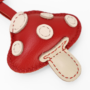 New Arrival: Purely Handmade <b>Bag</b> <b>Charm</b> — Cute, 3D-Stuffed Cartoon Mushroom Pendant Crafted from Goatskin Leather - Product Image 2