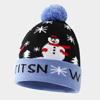 Bonnet tricoté d'hiver pour Noël avec pompon, idéal pour adultes et enfants, parfait pour les fêtes.