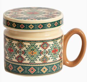 2025 Offre Spéciale Bohême Style tasse en céramique avec couvercle ménage tasse à café lait petit déjeuner tasse - Product Image 5