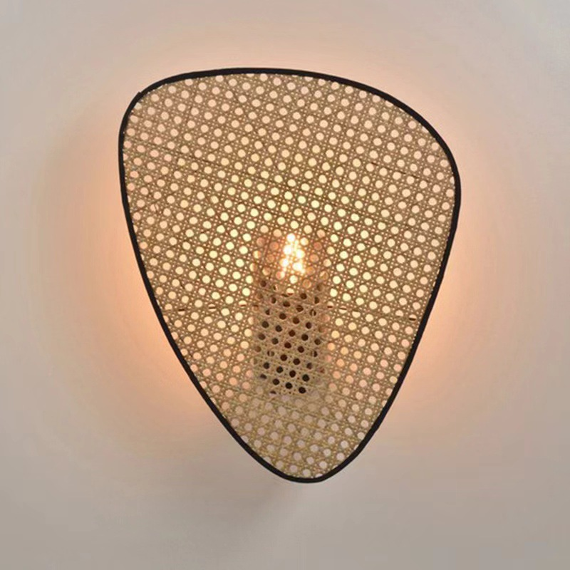 Wabi-Sabi Style Rattan Woven LED Wall Lamp - Joyinled - Japanese Retro Indoor Lighting