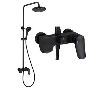 Modern 3-Function Gun-Gray Hotel a Grade Brass Shower Set Single Rain with Soft Top <b>Spray</b> Brushed Finish Factory - Product Image 1