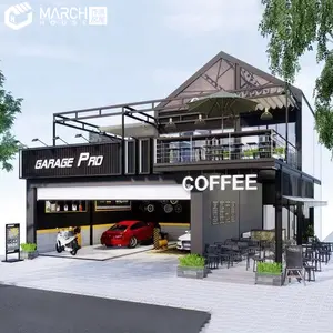 Vorgefertigte Container Ready Made House Coffee Shop Cafe 40 Fuß Preis Small Cafe Shop Container House 2 3 Schlafzimmer 40ft Luxus