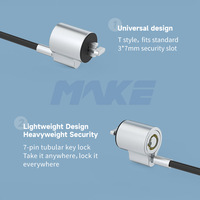 Câble de sécurité antivol en acier inoxydable MK808 pour ordinateur portable avec clé tubulaire compatible avec toutes les fentes Kensington 1,8 m Transparent Noir