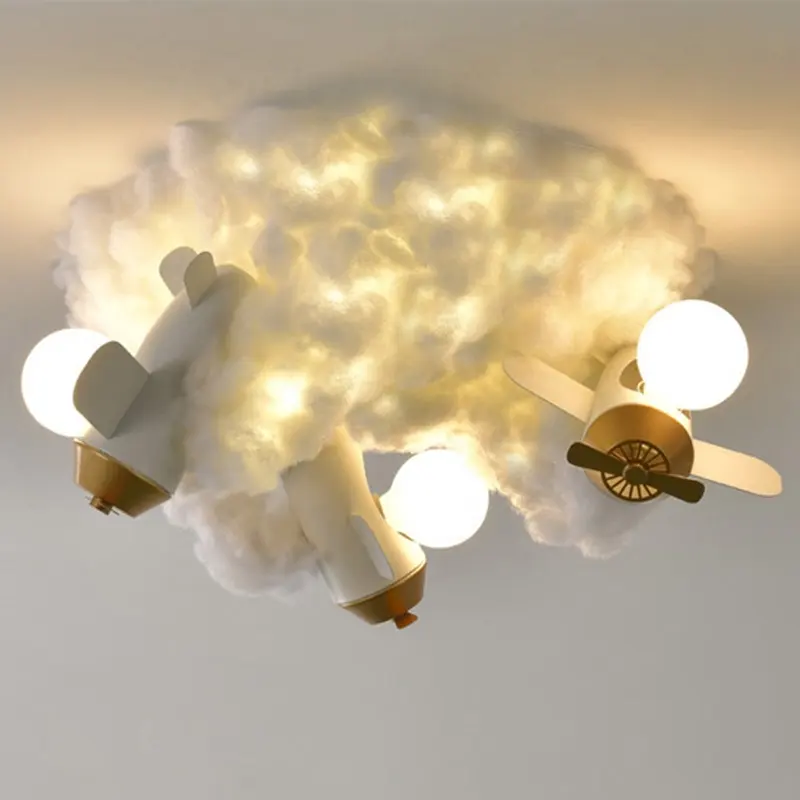 Indoor Cloud Style Pendant Lamp Unique Style White Cloud Shape Aircraft Led Decorative Chandelier For Children Room