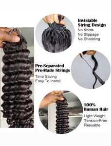 100g Nouveauté Tresses au crochet effet plume Cheveux humains vierges brésiliens Remy Extensions 12-30 pouces Bouclés profonds pour tressage <span class=keywords><strong>naturel</strong></span> - Product Image 2