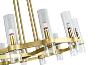Lustre suspendu LED moderne de luxe nordique, réglable en hauteur, multi-lumières, à intensité variable, avec cadre en cuivre rond et abat-jour en verre