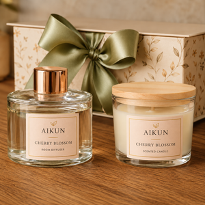 Juego de regalo de difusor de aroma y vela perfumada con diseño de flor de cerezo elegante de la marca privada Aikun, ideal para regalos de temporada. - Product Image 3