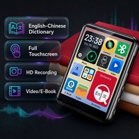 Lecteur MP3 tactile avec son Hi-Fi sans perte, dictionnaire anglais-chinois, livre électronique, enregistreur vidéo, écran IPS 2,4 pouces, portable