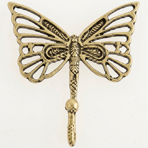Gancho de Pared de Metal con Acabado de Latón Antiguo, Diseño de Mariposa, Gancho Decorativo para Abrigos con Diseño de Insecto, Gancho Individual Vintage para Montar en la Pared para Ropa - Product Image 1