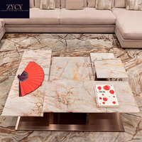 Personnalisé Moderne Haut de Gamme De Luxe Irrégulier Marbre Table Basse Creative Maison Meubles En Métal pour Salon