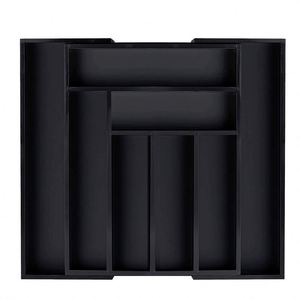 Organisateur de tiroir de cuisine en bambou noir réglable et extensible pour couverts et ustensiles de cuisine - Product Image 2