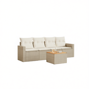 Ensemble de canapés de jardin en rotin beige 4 places, résistant aux intempéries, mobilier d'extérieur au design contemporain - Product Image 1