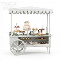 Chariot à desserts rond de luxe en acier inoxydable doré avec étagère transparente, chariot à bonbons pour mariage, événement, fête, banquet, location, vente en gros en usine