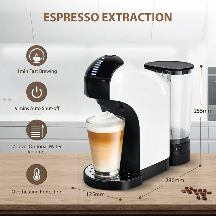5 En 1 Nuevas máquinas de café de acero inoxidable Cafetera completamente automática Cafetera eléctrica italiana Espresso portátil
