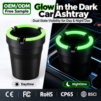 Cendrier de voiture personnalisé phosphorescent en gros, porte-gobelet sans fumée avec couvercle entonnoir, support de cigarette portable pour voiture, SUV, fourgonnette, automobile