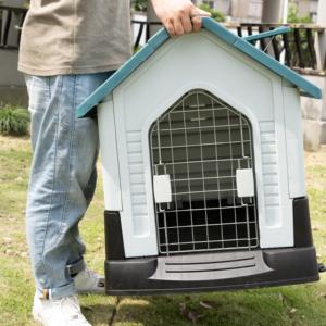Nichoir de luxe spacieux pour chien d'extérieur, étanche, design moderne et aéré, motif triangulaire animalier, petite taille, en fer, fournisseur d'articles pour animaux de compagnie - Product Image 4