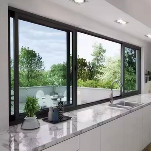 Fenêtre double sécurité élégante à cadre étroit en aluminium à rupture de pont thermique, haute transparence, sur mesure pour <span class=keywords><strong>baie</strong></span> <span class=keywords><strong>vitrée</strong></span> d'appartement - Product Image 1