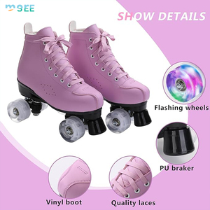 Semadeore prezzo di fabbrica all'ingrosso PU Flash ruote classici <span class=keywords><strong>pattini</strong></span> <span class=keywords><strong>a</strong></span> <span class=keywords><strong>rotelle</strong></span> professionali doppio due <span class=keywords><strong>fila</strong></span> <span class=keywords><strong>pattini</strong></span> <span class=keywords><strong>a</strong></span> <span class=keywords><strong>rotelle</strong></span> Quad - Product Image 2