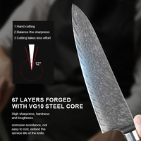Couteau à désosser Santoku en acier Damas à 67 couches, couteaux de chef avec manche en bois de résine bleue, ensemble de couteaux de cuisine japonais pour la maison