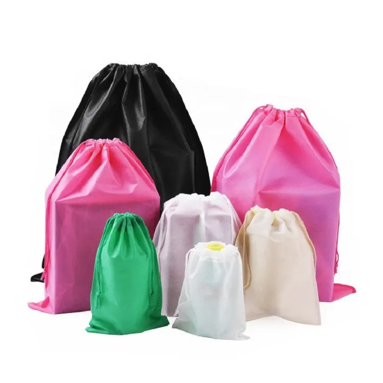 Bundle pockets in stock with drawstring shoe storage bags for home dust prevention blank non-woven fabric bags wholesale