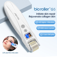 Rouleau Derma Électrique en Titane G5 avec Thérapie LED Rouge et Bleue à 5 Niveaux pour le Rajeunissement de la Peau du Visage et du Corps
