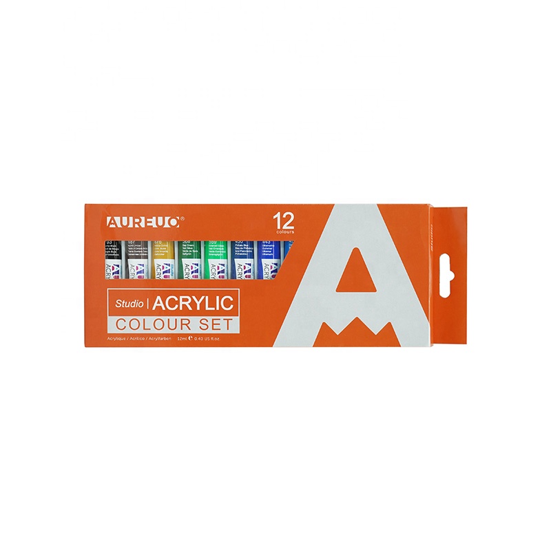 AUREUO-Juego de pinturas acrílicas solubles en agua de secado rápido, 12ml, 12 colores