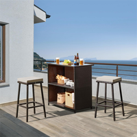 Ensemble de chaises de bar en rotin PE pour extérieur, meubles en osier avec armoire de rangement, pour jardin, balcon, bord de piscine