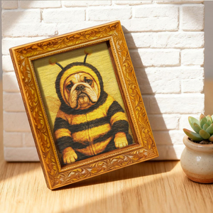 1 <span class=keywords><strong>aimant</strong></span> de réfrigérateur en forme de bouledogue habillé d'un costume d'abeille |   Mini peinture décorative en bois, décoration créative pour la maison et la cuisine, accessoires mignons pour chiens - Product Image 2