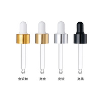 Compte-gouttes brillant argenté, tube de sérum or rose, bulbe en caoutchouc de silicone, bouchon en aluminium perforé, compte-gouttes 18 mm, capuchon compte-gouttes cosmétique