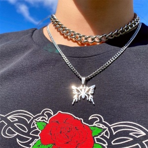 เทรนด์แฟชั่นเครื่องประดับสแตนเลสสร้อยคอจี้ผีเสื้อ - Product Image 4
