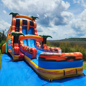 Tobogán Inflable Grande <span class=keywords><strong>con</strong></span> Diseño de Palmera Tropical Amarilla, Tobogán Acuático Inflable de Doble Carril <span class=keywords><strong>con</strong></span> <span class=keywords><strong>Piscina</strong></span> <span class=keywords><strong>para</strong></span> Adultos - Product Image 1