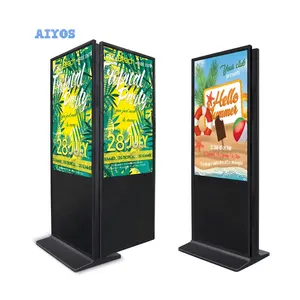 Aiyos Indoor Floor Stand 49 50 55 inch Digital Media Display Dual Screen Kiosk