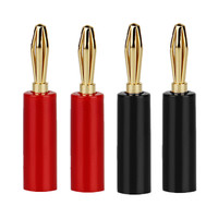Connecteur de câble à fiche banane de 4mm pour haut-parleurs d'amplificateur audio DIY, cuivre plaqué or, sans soudure, état neuf, sortie DC