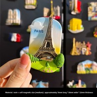 France Paris Tour Eiffel et Louvre 3D Aimant de réfrigérateur magnétique Monde Décoration culturelle créative Matériau en résine écologique