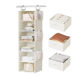 Organisateur de placard suspendu à <span class=keywords><strong>6</strong></span> étagères pour usage spécial avec 3 <span class=keywords><strong>tiroirs</strong></span> et poches latérales, étagères de rangement pliables à usage spécial - Product Image 1