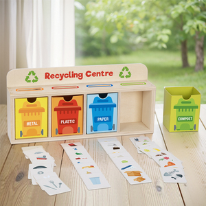 Centro de clasificación de reciclaje educativo de madera Contenedores de clasificación para niños Juego de basura Juguete para niños - Product Image 2