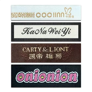 Custom Private logo End Fold Clothing Garment Tags Cotton Fabric Personalizadas Printed Clothes Woven <strong>Labels</strong> Etiquetas Para Ropa - Product Image 4