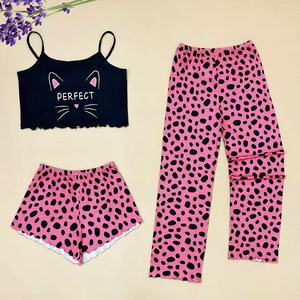 <span class=keywords><strong>Pigiama</strong></span> da <span class=keywords><strong>Donna</strong></span> a Tre Pezzi a Prezzo di Fabbrica, Set con Canottiere, Pantaloncini e Pantaloni Lunghi, Abbigliamento da Notte <span class=keywords><strong>Sexy</strong></span> Estivo con Stampe Cartoon - Product Image 6