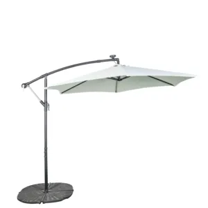 HONGGUAN suspendu banane étanche en porte-à-faux jardin plage Patio soleil toile Parasol fer extérieur Restaurant parapluie avec LED