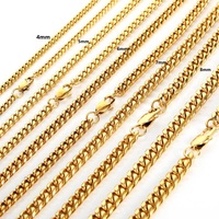 Collier unisexe tendance en acier inoxydable plaqué or 18 carats et rhodium, chaîne cubaine hip-hop à motif géométrique, largeur 4/5/6/7/8/9 mm