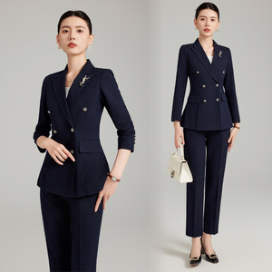 Women Grey Suit Set Polyester Worsted Anti-Wrinkle Commute Autumn Winter - Product Image 2