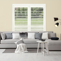 Nouveaux designs de volets en PVC sans perçage pour baie vitrée, volets coulissants en bois véritable, volets à lamelles en bois blanc, volets en aluminium