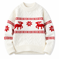 Pull de Noël personnalisé - Pull d'hiver tricoté à manches longues brodé - 100 % coton pour homme - Anti-plis