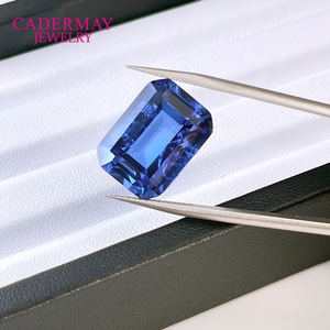 Cadermay Cornflower Blue Synthetic Sapphire Emerald Cut Loose Stone For Jewelry Making - Product Image 1