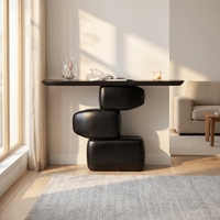 Table console moderne de luxe en fibre de verre, forme galet, durable, design unique, table d'appoint pour entrée et couloir