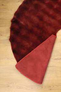 Jupe de sapin de Noël de luxe en fausse fourrure bordeaux, moelleuse et pelucheuse, tapis de décoration de fêtes, couverture de base shaggy avec support antidérapant, vente en gros - Product Image 2