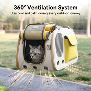 حقيبة ظهر محمولة للحيوانات الأليفة قابلة للتنفس ومناسبة لجميع الفصول، حقيبة سفر للقطط والكلاب، حقيبة ظهر للحيوانات الأليفة للسفر عبر الحدود. - Product Image 3