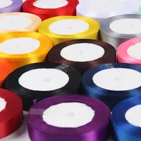 19 Colors Satin Ribbon Gift Packing Ribbon Recycled 100% Polyester 25ヤード/Roll Satin Gift Ribbon Roll